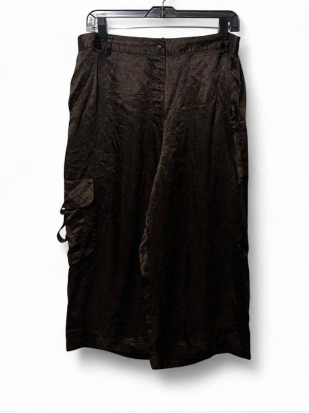 Y2K Brown Satin Midi Capris